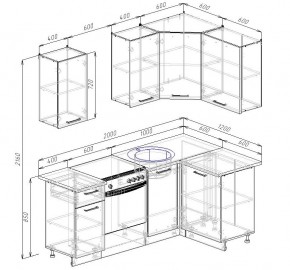 Кухонный гарнитур угловой Капри 2000х1200 (Стол. 38мм) в Кунгуре - kungur.ok-mebel.com | фото 2