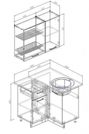 Кухонный гарнитур угловой Вегас 1000*1000 (Стол. 26мм) в Кунгуре - kungur.ok-mebel.com | фото 2