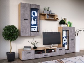 Нэнси New Шкаф-стекло исп.2 (ЛДСП) Бетон светлый/Сонома в Кунгуре - kungur.ok-mebel.com | фото 3
