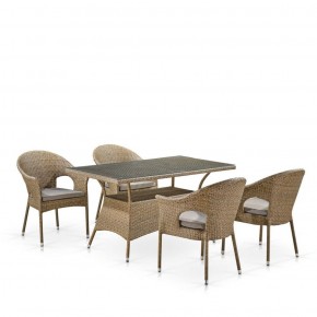 Обеденный комплект плетеной мебели T198B/Y79B-W56 Light Brown (4+1) в Кунгуре - kungur.ok-mebel.com | фото