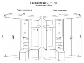 Прихожая Дуся 1.7 УНИ (Дуб Бунратти/Белый Бриллиант) в Кунгуре - kungur.ok-mebel.com | фото 2