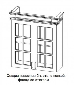 Секция навесная 2-х ств. с полкой "Верона", фасад со стеклом (800) в Кунгуре - kungur.ok-mebel.com | фото