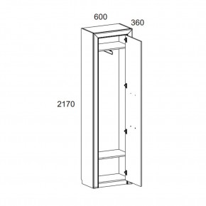 Шкаф 1DW, OLIVIA, цвет вудлайн крем/дуб анкона в Кунгуре - kungur.ok-mebel.com | фото 2