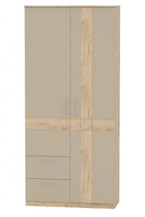 Шкаф 2-х дверный с ящиками ПРЕЗЕНТ 4-4819 (Дуб Крафт Золотой/Капучино/Дуб Мадейра) в Кунгуре - kungur.ok-mebel.com | фото