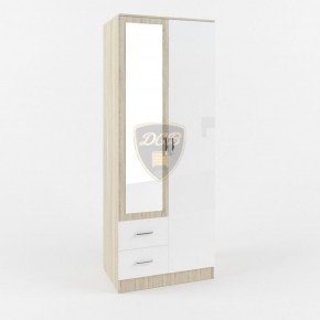 Шкаф 2-х створчатый с зеркалом Софи СШК 800.3 (дуб сонома/белый глянец) в Кунгуре - kungur.ok-mebel.com | фото