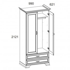 Шкаф 2DG2S, TIFFANY, цвет вудлайн кремовый в Кунгуре - kungur.ok-mebel.com | фото 3