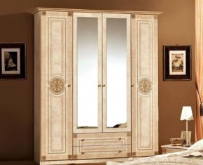 Шкаф 4-х дверный с зеркалами (02.144) Рома (беж) в Кунгуре - kungur.ok-mebel.com | фото 1
