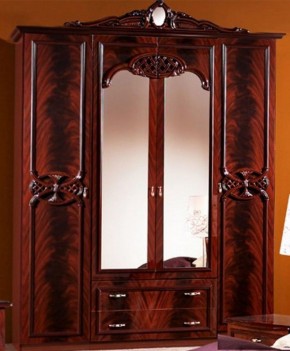 Шкаф 4-х дверный с зеркалами (03.144) Ольга (могано) в Кунгуре - kungur.ok-mebel.com | фото