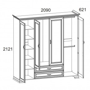 Шкаф 4D2S Z, TIFFANY, цвет вудлайн кремовый в Кунгуре - kungur.ok-mebel.com | фото