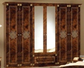 Шкаф 6-и дверный с зеркалами (02.146) Рома (орех) в Кунгуре - kungur.ok-mebel.com | фото