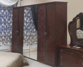 Шкаф 6-ти дверный с зеркалами (08.246) Ирина (орех) в Кунгуре - kungur.ok-mebel.com | фото