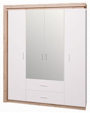 Шкаф для одежды с ящиками 4-х створчатый с зеркалом Люмен 16 в Кунгуре - kungur.ok-mebel.com | фото