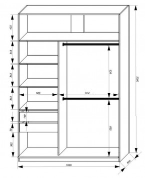 Шкаф-купе 1600 серии SOFT D8+D2+B2+PL4 (2 ящика+F обр.штанга) профиль «Графит» в Кунгуре - kungur.ok-mebel.com | фото 2