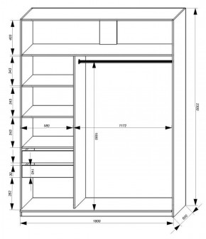 Шкаф-купе 1800 серии SOFT D1+D3+B2+PL1 (2 ящика+1штанга) профиль «Графит» в Кунгуре - kungur.ok-mebel.com | фото 3