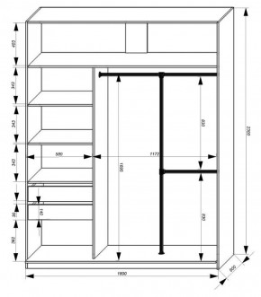 Шкаф-купе 1800 серии SOFT D8+D2+B2+PL4 (2 ящика+F обр.штанга) профиль «Графит» в Кунгуре - kungur.ok-mebel.com | фото 3