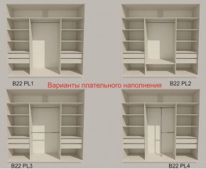 Шкаф-купе 2400 серии SOFT D7+D3+D3+B22+PL4 (по 2 ящика лев/прав+2штанги) профиль «Капучино» в Кунгуре - kungur.ok-mebel.com | фото 6