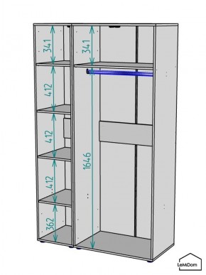 Шкаф Linnea MHR-3-1 2050х1200х510 (ДВ-М 11.1.25) в Кунгуре - kungur.ok-mebel.com | фото 3