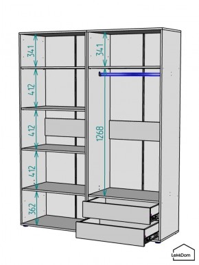 Шкаф Linnea MHR-4-2 2050х1600х510 (Графит-М 11.1.25) в Кунгуре - kungur.ok-mebel.com | фото 3