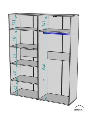 Шкаф Linnea MHR-4PO-1 2050х1600х510 (Белый-М 11.1.2) в Кунгуре - kungur.ok-mebel.com | фото 3