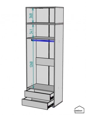 Шкаф с антресолью Linnea MHR-2A-3 2450х800х510 (ДВ-М 11.1.25) в Кунгуре - kungur.ok-mebel.com | фото 3