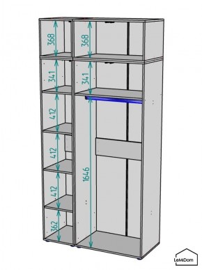 Шкаф с антресолью Linnea MHR-3A-1 2450х1200х510 (Графит-М 11.1.25) в Кунгуре - kungur.ok-mebel.com | фото 3