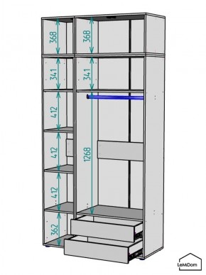 Шкаф с антресолью Linnea MHR-3A-2 2450х1200х510 (Графит-М 11.1.25) в Кунгуре - kungur.ok-mebel.com | фото 3