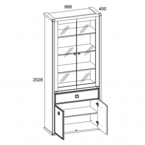 Шкаф с витриной 2V2D1S, MAGELLAN, цвет Сосна винтаж в Кунгуре - kungur.ok-mebel.com | фото 2