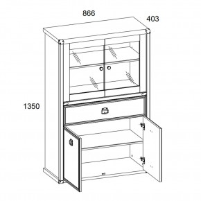 Шкаф с витриной 2V2D1SL, MAGELLAN, цвет Сосна винтаж в Кунгуре - kungur.ok-mebel.com | фото 3