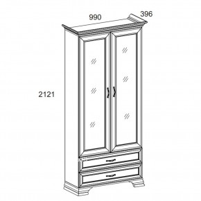 Шкаф с витриной 2V2S, TIFFANY, цвет вудлайн кремовый в Кунгуре - kungur.ok-mebel.com | фото 2