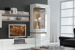 Шкаф с витриной 3D/TYP 01L, LINATE ,цвет белый/сонома трюфель в Кунгуре - kungur.ok-mebel.com | фото 6