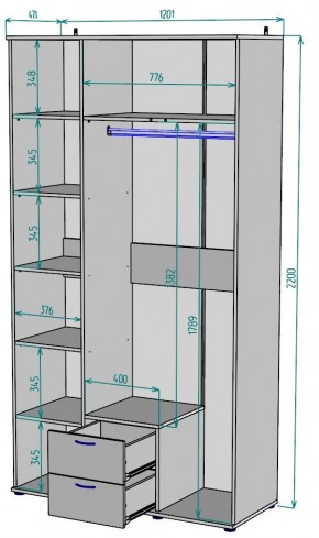 Шкаф с зеркалом Ольга H54_M в Кунгуре - kungur.ok-mebel.com | фото 2