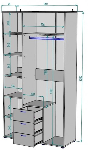 Шкаф с зеркалом Ольга H57_M в Кунгуре - kungur.ok-mebel.com | фото 2