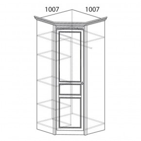 Шкаф угловой №183 "Лючия" Фасад зеркало (Угол 1007*1007) Дуб оксфорд серый в Кунгуре - kungur.ok-mebel.com | фото 2
