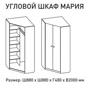 Шкаф угловой Мария 880*880 (ЛДСП 1 кат.) в Кунгуре - kungur.ok-mebel.com | фото 2