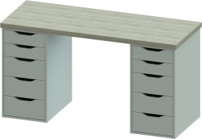 Стол письменный Ингар 2/55 140x75x55, дуб беленый/белый в Кунгуре - kungur.ok-mebel.com | фото 2