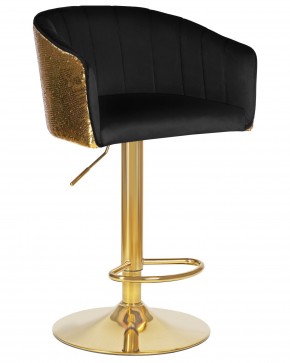 Стул барный DOBRIN DARCY GOLD SHINY, черный велюр с золотыми пайетками в Кунгуре - kungur.ok-mebel.com | фото