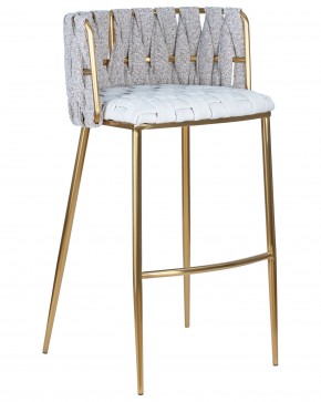 Стул барный DOBRIN EMMA GOLD, белый PU (T-01), белая ткань (F-49) в Кунгуре - kungur.ok-mebel.com | фото