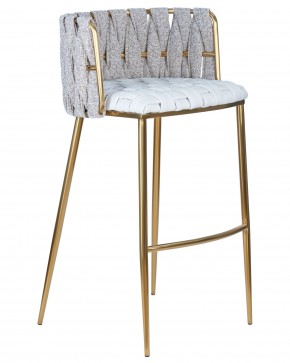 Стул барный DOBRIN EMMA GOLD, белый PU (T-01), белая ткань (F-49) в Кунгуре - kungur.ok-mebel.com | фото 2