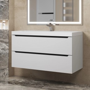 Тумба под раковину Uperwood Tanos 100 см, подвесная, белая/графит в Кунгуре - kungur.ok-mebel.com | фото