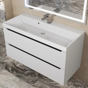 Тумба под раковину Uperwood Tanos 100 см, подвесная, белая/графит в Кунгуре - kungur.ok-mebel.com | фото 10