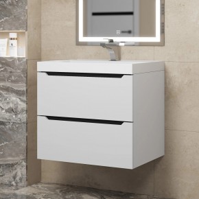 Тумба под раковину Uperwood Tanos 60 см, подвесная, белая/графит в Кунгуре - kungur.ok-mebel.com | фото