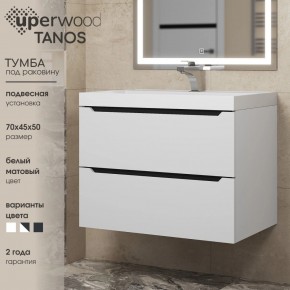 Тумба под раковину Uperwood Tanos 70 см, подвесная, белая/графит в Кунгуре - kungur.ok-mebel.com | фото 3