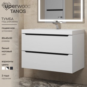 Тумба под раковину Uperwood Tanos 80 см, подвесная, белая/графит в Кунгуре - kungur.ok-mebel.com | фото 3