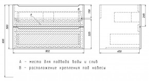 Тумба под раковину Uperwood Tanos 80 см, подвесная, белая/графит в Кунгуре - kungur.ok-mebel.com | фото 7