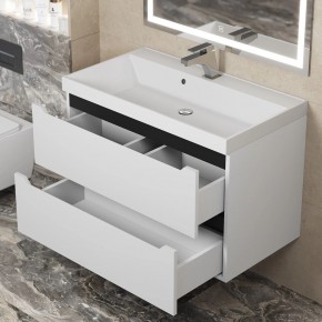 Тумба под раковину Uperwood Tanos 80 см, подвесная, белая/графит в Кунгуре - kungur.ok-mebel.com | фото 9