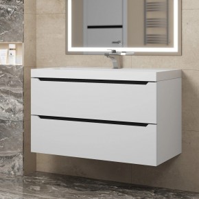 Тумба под раковину Uperwood Tanos 90 см, подвесная, белая/графит в Кунгуре - kungur.ok-mebel.com | фото
