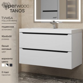 Тумба под раковину Uperwood Tanos 90 см, подвесная, белая/графит в Кунгуре - kungur.ok-mebel.com | фото 3