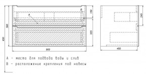 Тумба под раковину Uperwood Tanos 90 см, подвесная, белая/графит в Кунгуре - kungur.ok-mebel.com | фото 7
