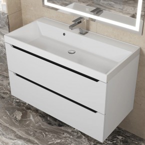 Тумба под раковину Uperwood Tanos 90 см, подвесная, белая/графит в Кунгуре - kungur.ok-mebel.com | фото 9