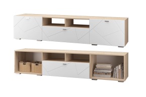 СКАЙЛАЙН Тумба под ТВ (1ящ. 2 дв.) Дуб сонома/белый в Кунгуре - kungur.ok-mebel.com | фото